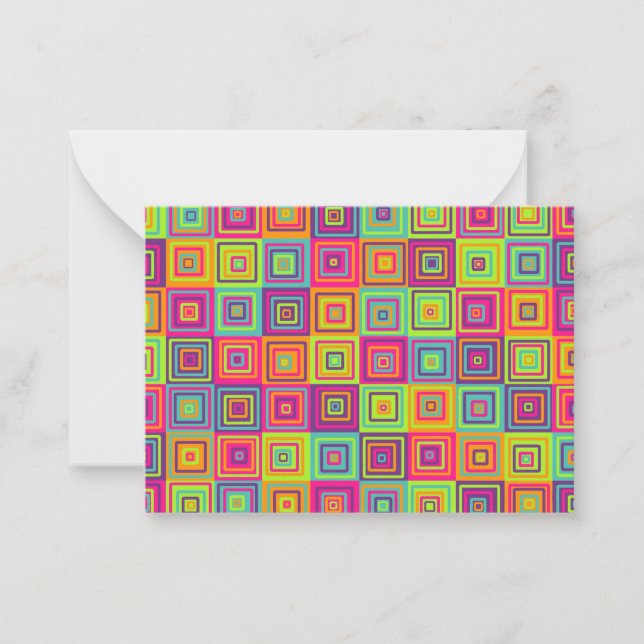 Colorful Geometric Squares Note Card (Front)
