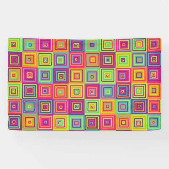 Colorful Geometric Squares Pattern Banner (Horizontal)