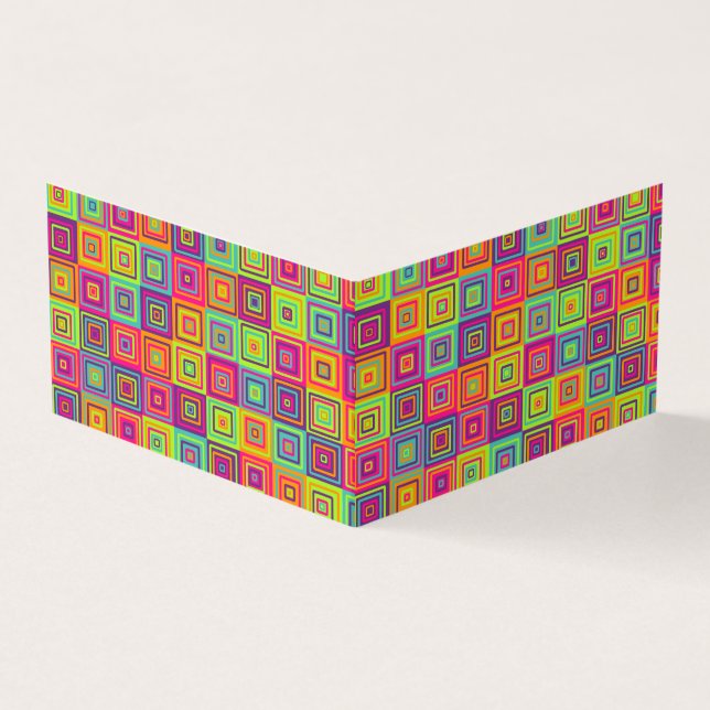 Colorful Geometric Squares Pattern Business Card (Outside)