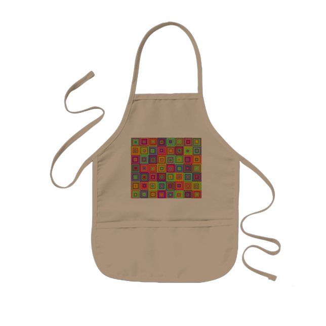 Colorful Geometric Squares Pattern Kids' Apron (Front)