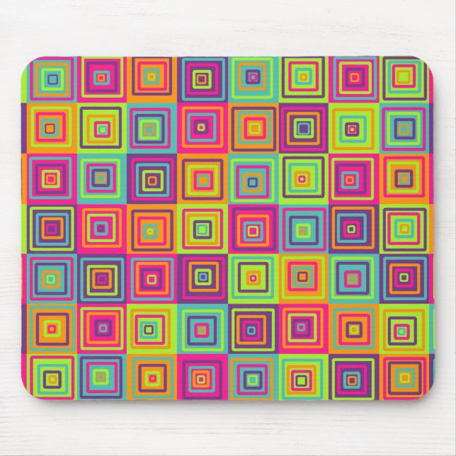 Colorful Geometric Squares Pattern Mouse Pad (Front)