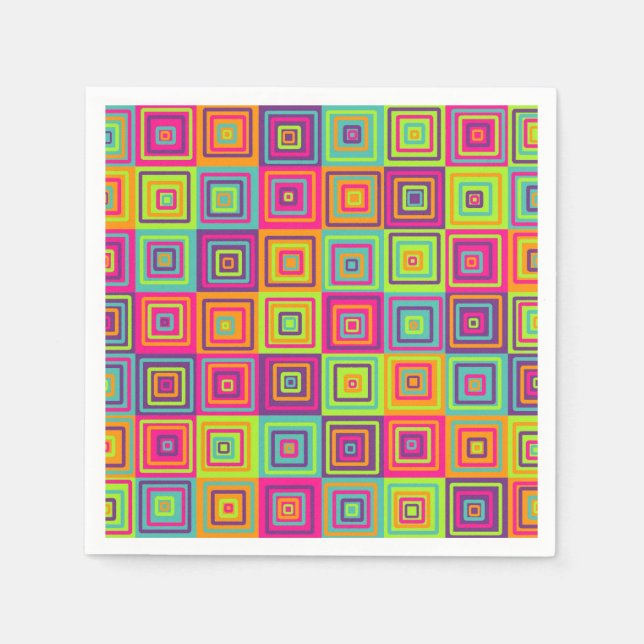Colorful Geometric Squares Pattern Napkins (Front)