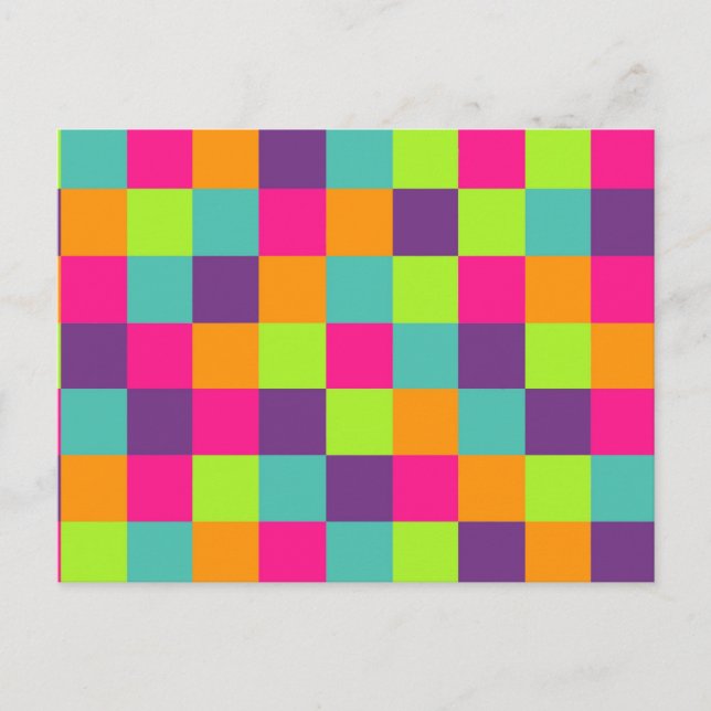 Colorful Geometric Squares Pattern Postcard (Front)