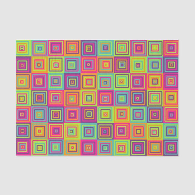 Colorful Geometric Squares Pattern Tissue Paper (Front)