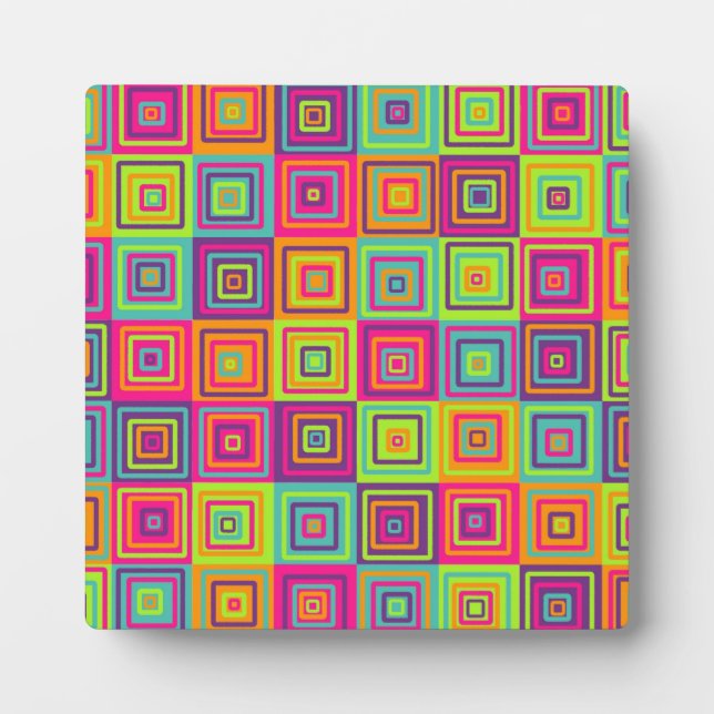Colorful Geometric Squares Plaque (Front)