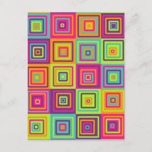 Colorful Geometric Squares Postcard