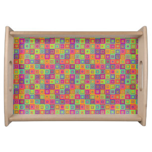 Colorful Geometric Squares Serving Tray