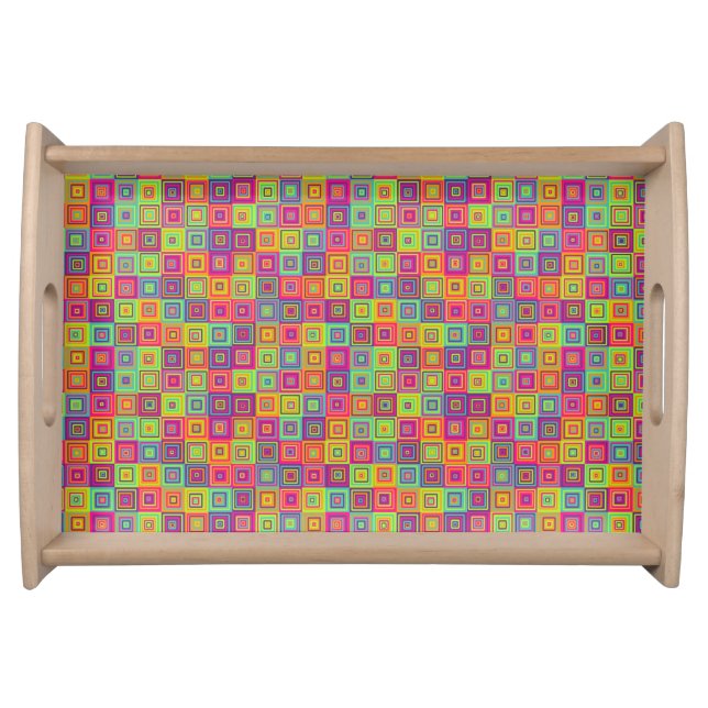 Colorful Geometric Squares Serving Tray (Front)