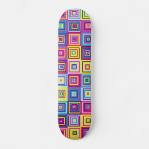 Colorful Geometric Squares Skateboard