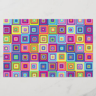 Colorful Geometric Squares Stationery
