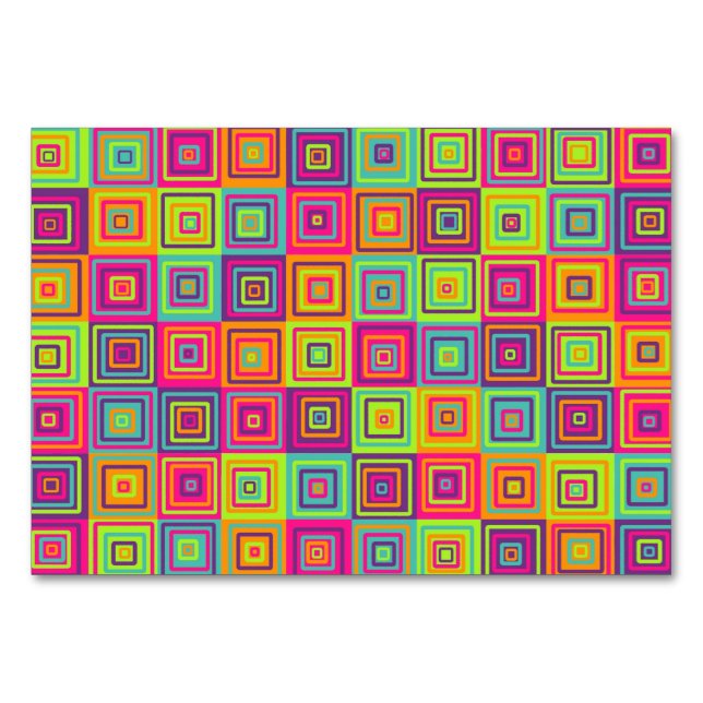 Colorful Geometric Squares Table Number (Front)