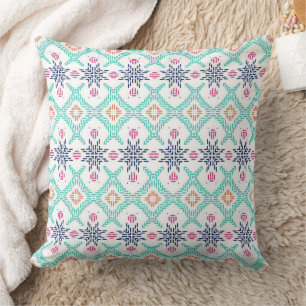 Colorful Geometric Stitchwork Tribal Style Throw Pillow