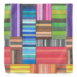 Colorful Geometric Striped Pattern in Rainbow Bandana