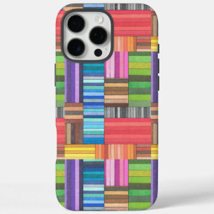 Colorful Geometric Striped Pattern in Rainbow  iPhone 16 Pro Max Case