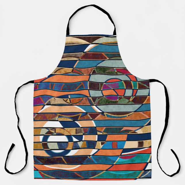 Colorful Geometric Stripes, Abstract Apron (Front)