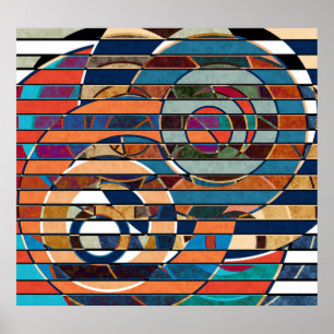 Colorful Geometric Stripes, Abstract Poster
