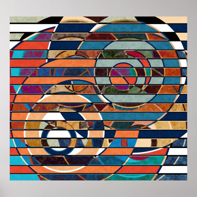 Colorful Geometric Stripes, Abstract Poster (Front)