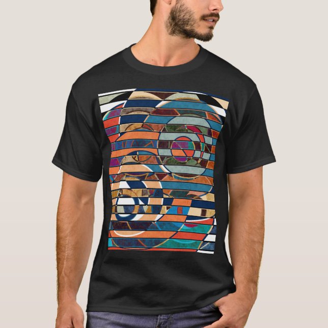 Colorful Geometric Stripes, Abstract T-Shirt (Front)