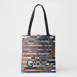 Colorful Geometric Stripes, Abstract Tote Bag