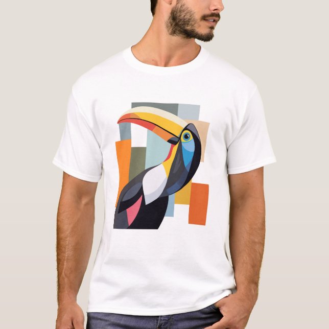Colorful Geometric Toucan Bird  T-Shirt (Front)