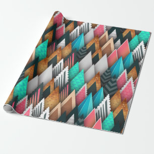 Colorful Geometric Trees, Forest, Nature Wrapping Paper