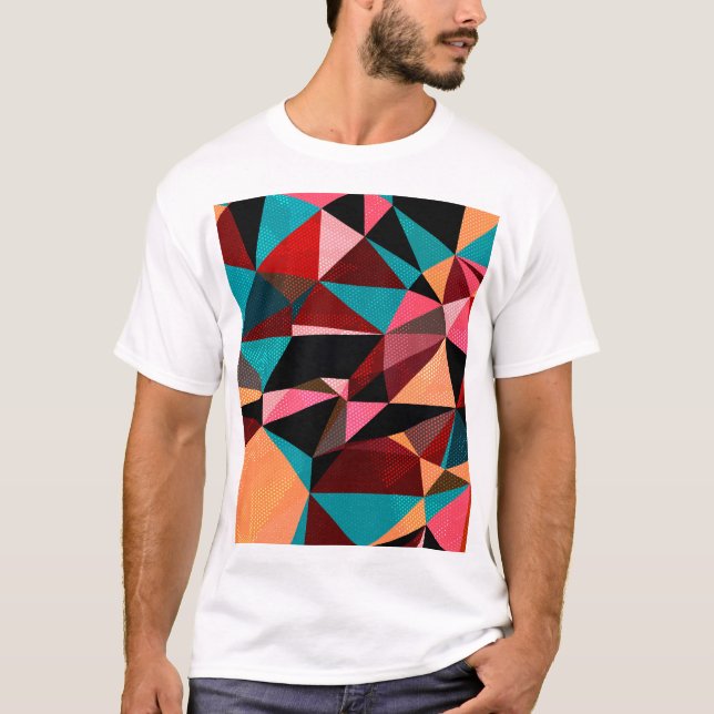 Colorful Geometric Triangle Abstract T-Shirt (Front)
