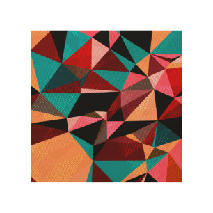 Colorful Geometric Triangle Abstract Wood Wall Art