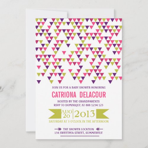 Colorful Geometric Triangle Baby Shower Invitation