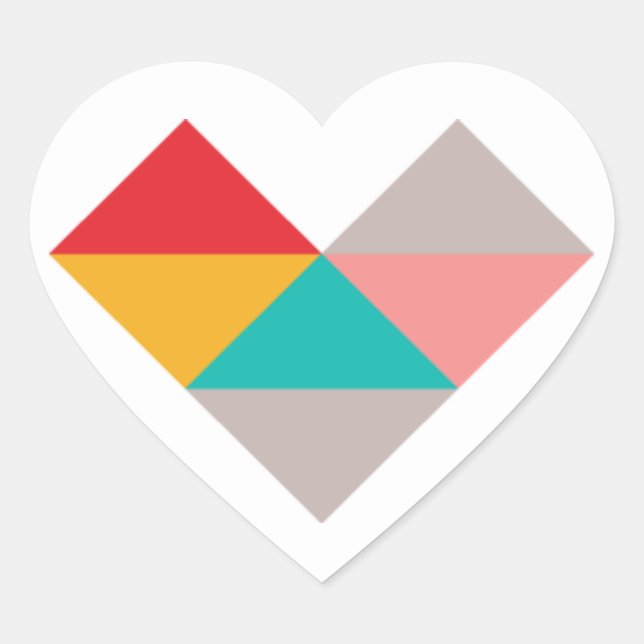 Colorful Geometric Triangle Heart Wedding Heart Sticker (Front)