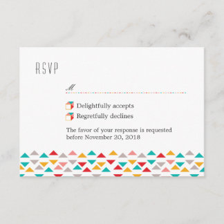 Colorful Geometric Triangle Hearts RSVP Card