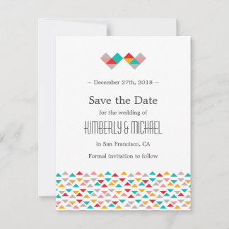Colorful Geometric Triangle Hearts Save the Date