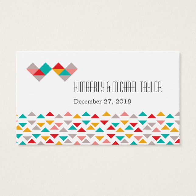 Colorful Geometric Triangle Hearts Wedding (Back)