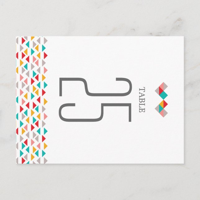 Colorful Geometric Triangle Hearts Wedding Postcard (Front)