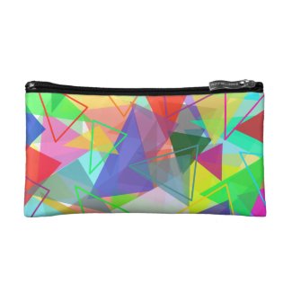 Colorful geometric triangle pattern cosmetic pouch