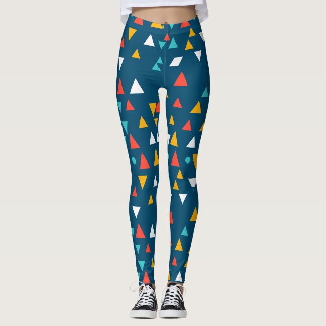 Colorful Geometric Triangle Pattern Leggings (Front)