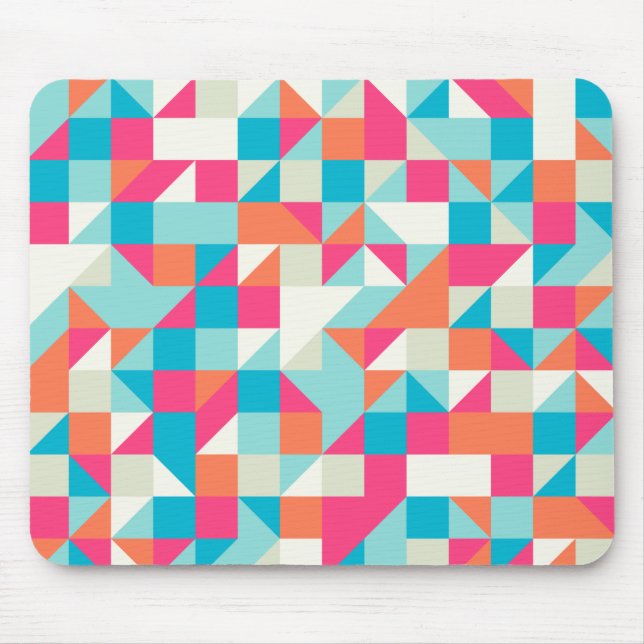Colorful Geometric Triangle Pattern Mouse Pad (Front)