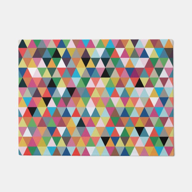 Colorful Geometric Triangle Patterned Door Mat (Front)