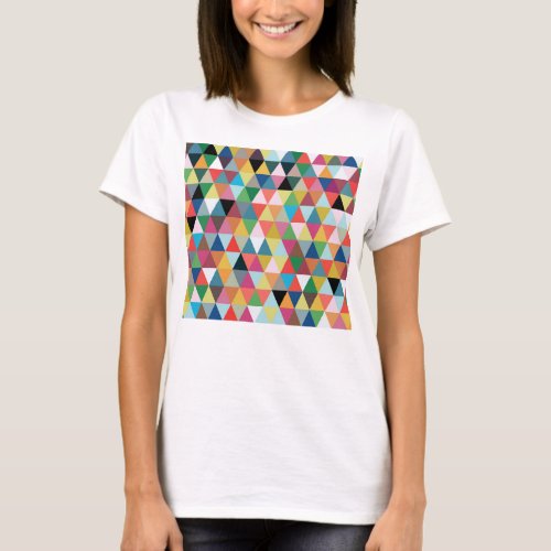 Colorful Geometric Triangle Patterned T_Shirt