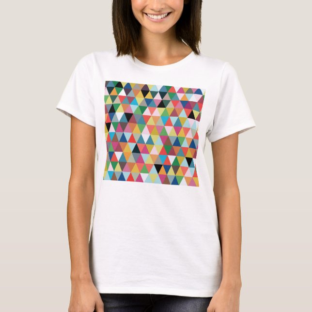 Colorful Geometric Triangle Patterned T-Shirt (Front)