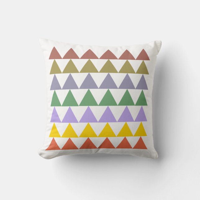 : Colorful Geometric Triangle Pillow (Front)