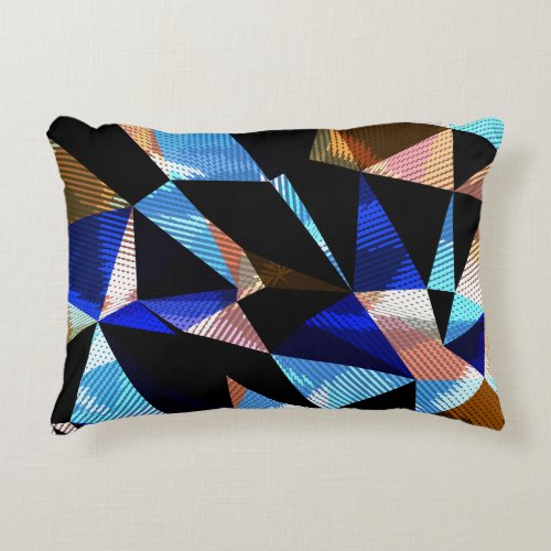 Colorful Geometric Triangles Abstract Background Accent Pillow