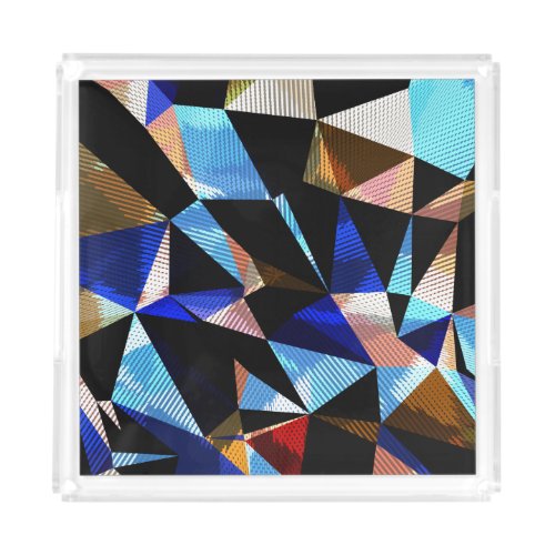 Colorful Geometric Triangles Abstract Background Acrylic Tray