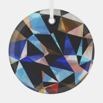 Colorful Geometric Triangles Abstract Background Glass Ornament
