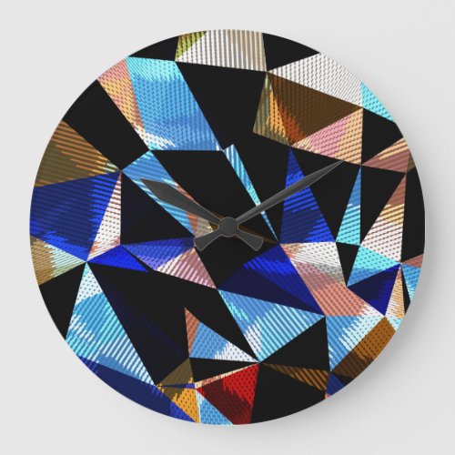 Colorful Geometric Triangles Abstract Background Large Clock