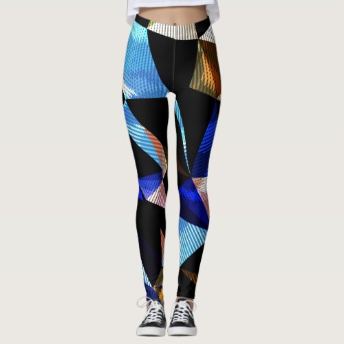 Colorful Geometric Triangles Abstract Background Leggings