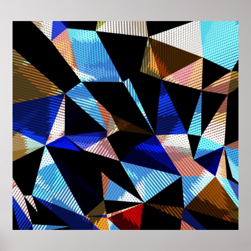 Colorful Geometric Triangles Abstract Background Poster