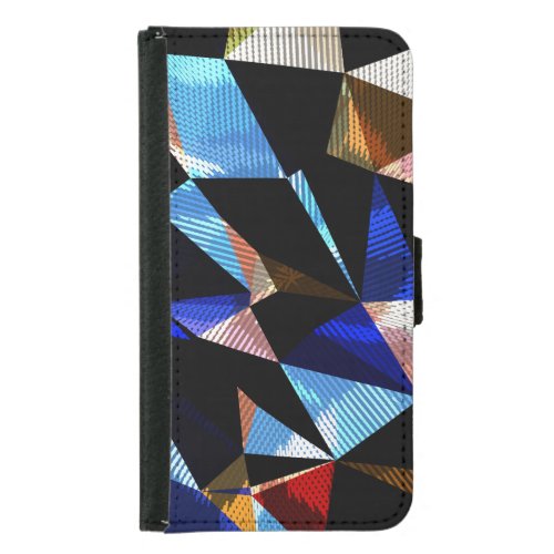 Colorful Geometric Triangles Abstract Background Samsung Galaxy S5 Wallet Case