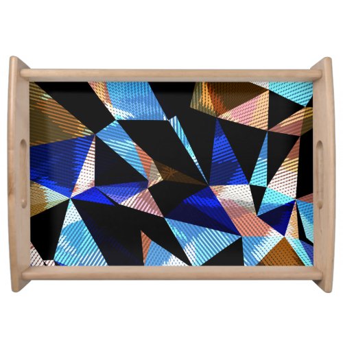 Colorful Geometric Triangles Abstract Background Serving Tray