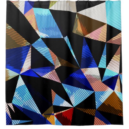 Colorful Geometric Triangles Abstract Background Shower Curtain