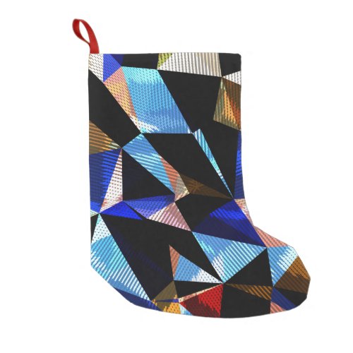 Colorful Geometric Triangles Abstract Background Small Christmas Stocking
